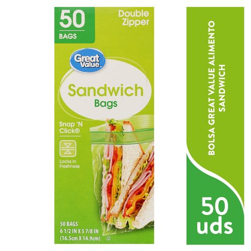 Bolsa Para Sandwich Great Value - 50 Unidades
