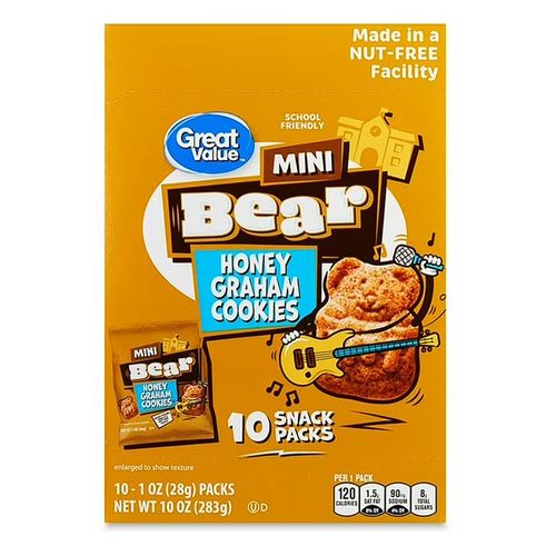 Galleta Great Value Mini Ositos Con Miel 10 PACK - 283 g