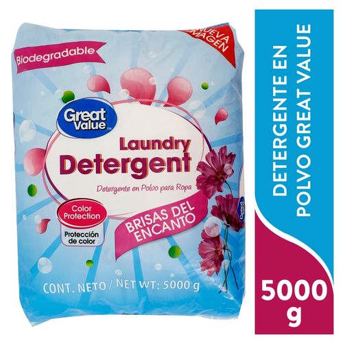 Detergente en polvo Great Value aroma brisas del encanto - 5000 g