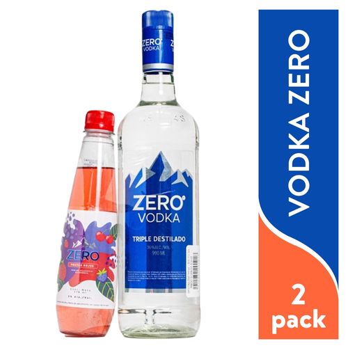 Botella Vodka Zero triple destilado más Botella Zero frutos rojos - 990 ml