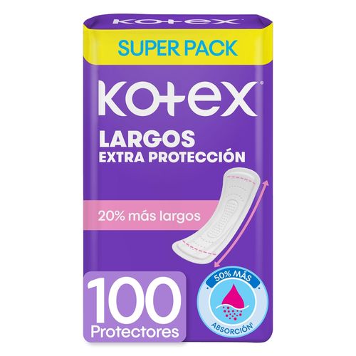 Protectores Diarios  Kotex Extra Largos - 100 Uds
