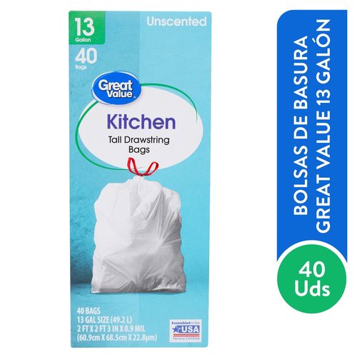 Bolsa Bas Great Value Blanca 13 gal 40Un