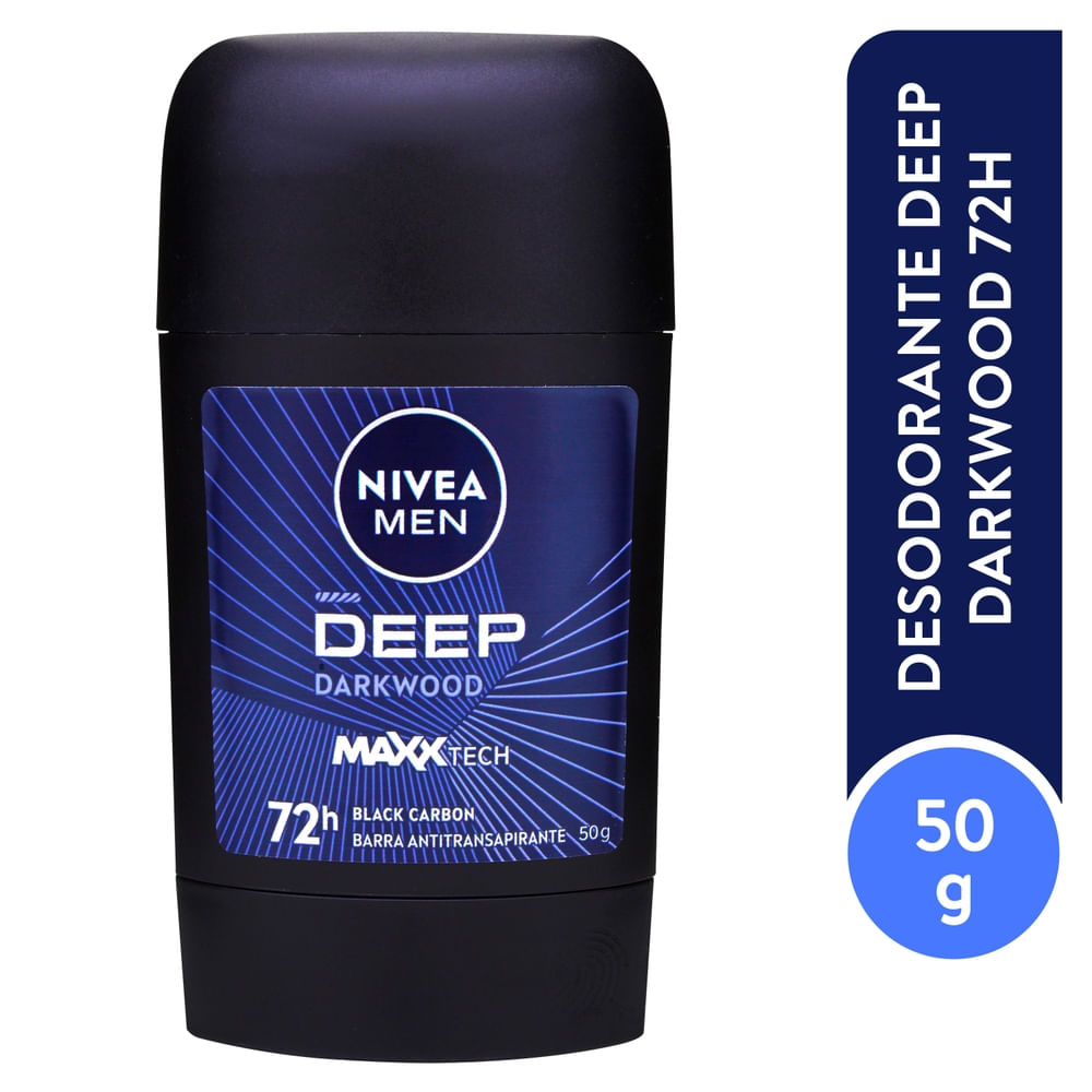 Desodorante Nivea Men  Antibacterial en Barra Deep Dark Wood Black Carbon - 50 g