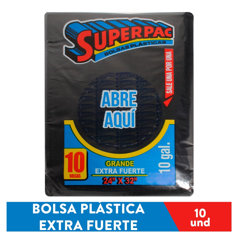 Bolsa Superpac Para Basura Negra Caja Mediana -  10 Unidades
