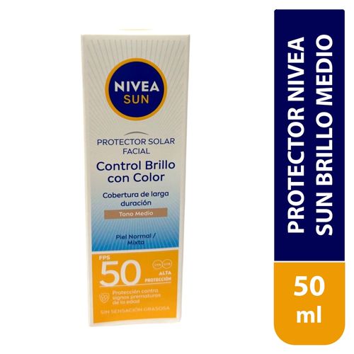 Protector solar facial Nivea sun control de brillo color medio FPS 50 - 50 ml