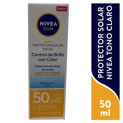 Protector solar facial Nivea sun control de brillo color claro FPS 50 - 50 ml