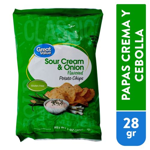 Papas Tostadas Great Value Sabor Crema Y Cebolla - 28 g