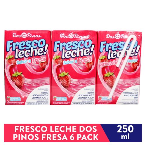 6 Pack Fresco Leche Dos Pinos Fresa - 250 ml