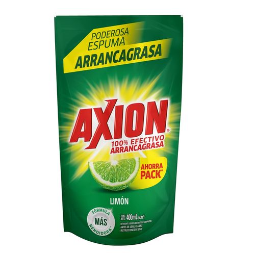 Lavaplatos Líquido Axion Limón, Arrancagrasa Doy Pack - 400 ml