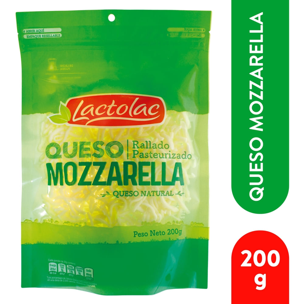 Queso Lactolac Mozarella Rallado Pasteurizado - 200 g