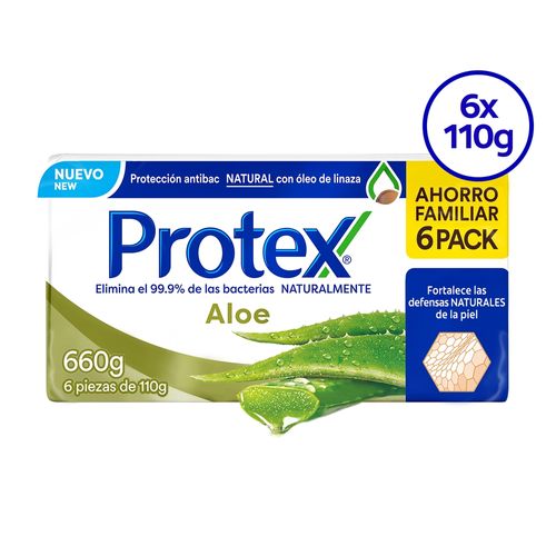 Jabón de Tocador Antibacterial Protex Aloe 110g 6 Pack