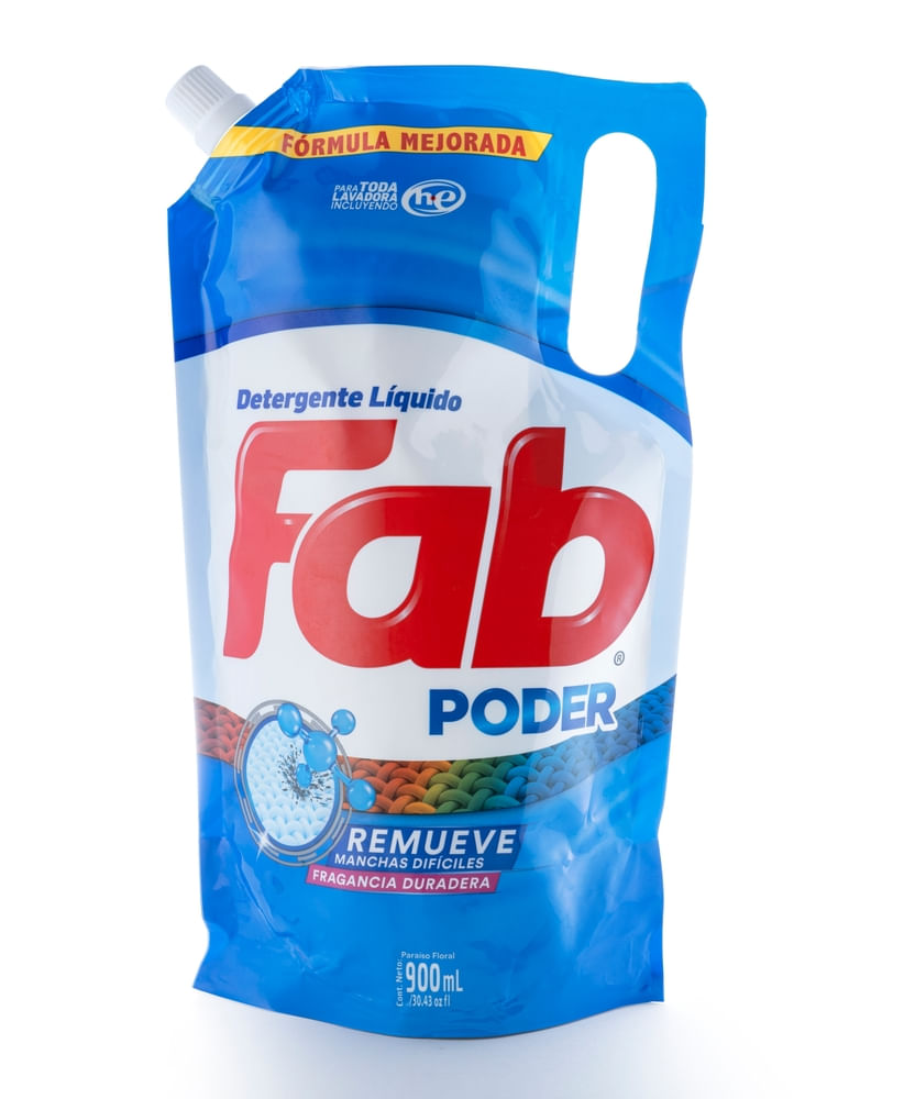Detergente Líquido Fab Poder fragancia duradera Doy Pack -900ml