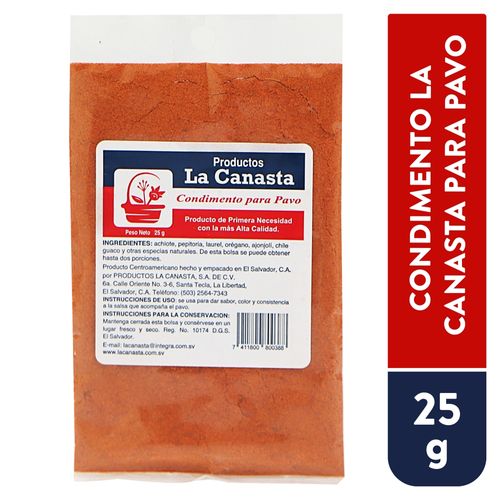 Condimento La Canasta Para Pavo 25 g