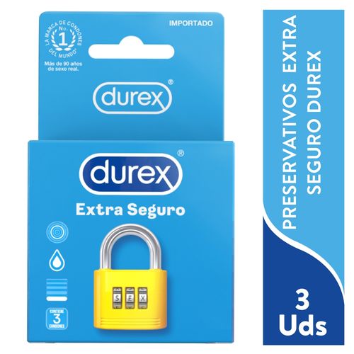 Condones Durex Extra Seguro Látex Natural, Extra Lubricante A Base De Silicona - 3 Uds