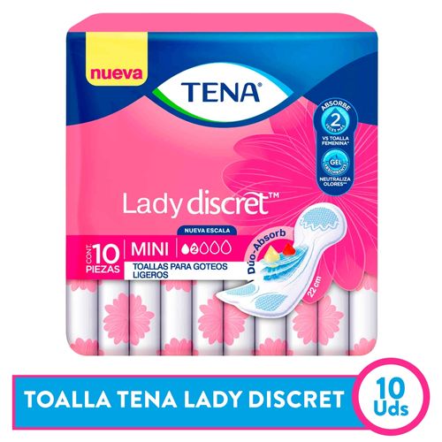 Toalla Mini Para Incontinencia Tena Lady - 10 Unidades