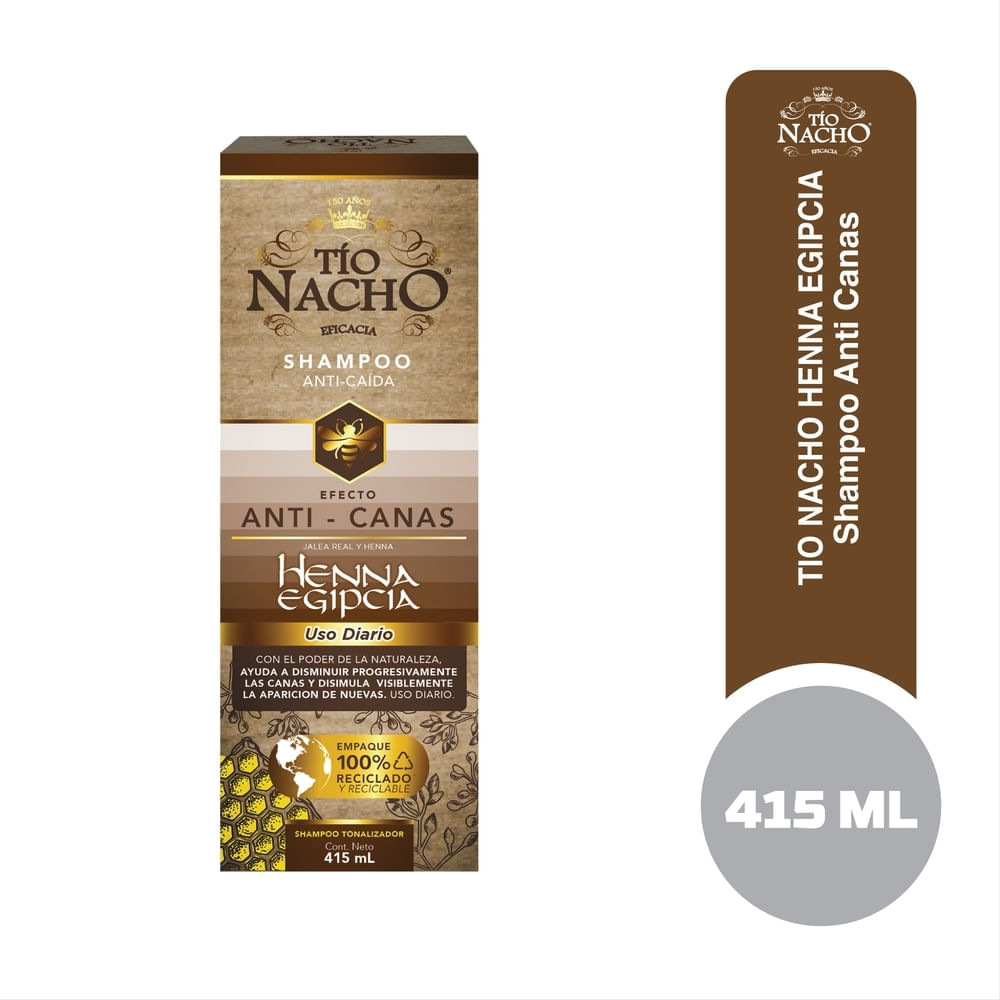 Shampoo Tío Nacho Efecto Anti-canas Henna Egipcia - 415 ml