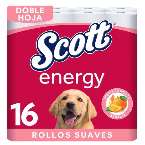 Papel Higiénico Scott Energy Naranja Doble Hoja - 16 Rollos