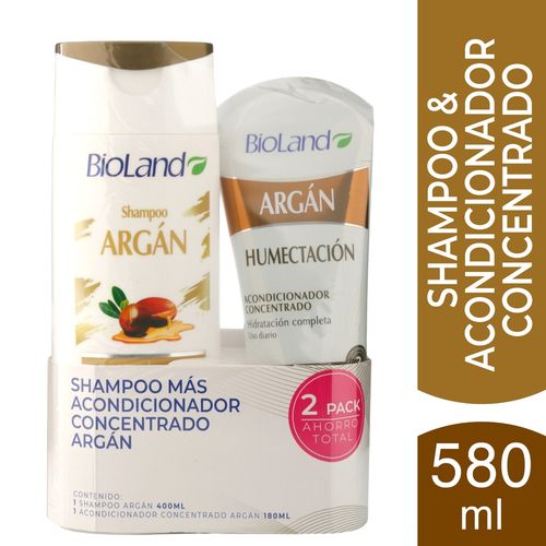 Shampoo y acondicionador Bioland Pack argán - 580 ml