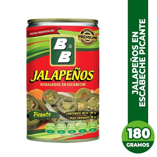 Chile Jalapeño B&B Rodajado Picante En Escabeche - 180 g