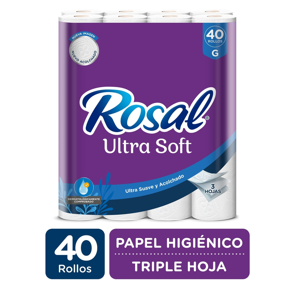 Papel higiénico Rosal triple hoja super soft - 40 Uds