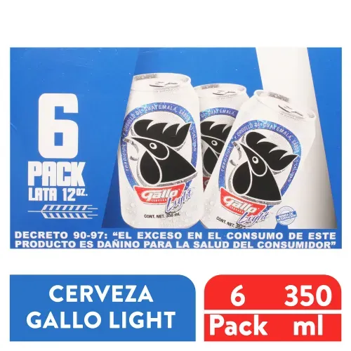 Cerveza Gallo Light Lata 6 Pack - 2100 ml