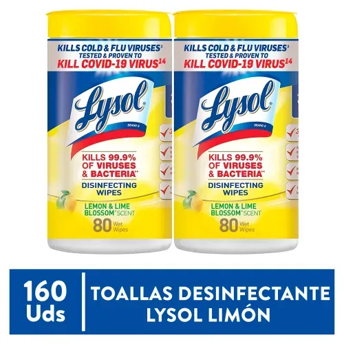 Wipes Desinfe Lysol 2pack Citrus 160 Ea