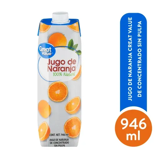 Jugo Great Value de Naranja concentrado - 946 ml