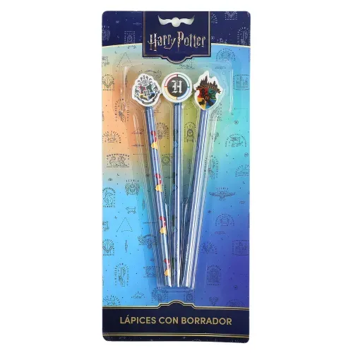 Lápices Harry Potter, con borrador -3 uds
