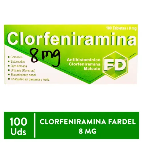Clorfeniramina Fardel 8 mg 100 Tabletas