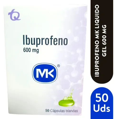 Ibuprofeno Mk Liquid Gel 600ml Cap 50 Unidad