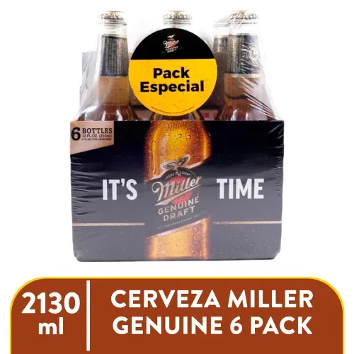 Cerveza 6pack Miller Vidrio 2130 ml