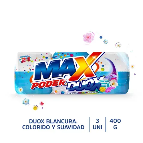 Jabón Max poder duox azul 3 pack 1,200 g