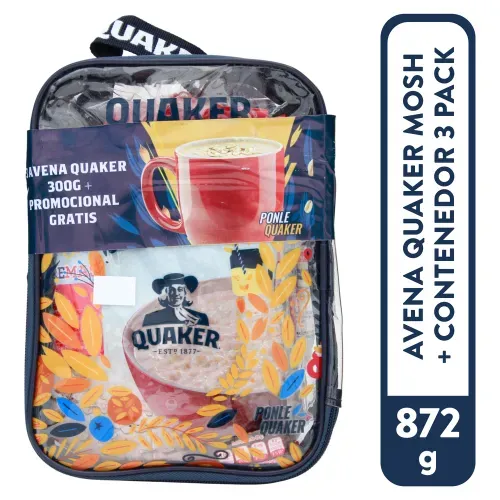 Avena Quaker mosh más contenedor 3 pack - 872 g